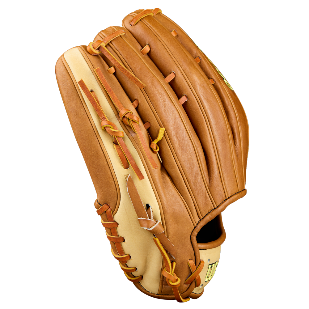 The Wilson A2000 1777 12.75" Baseball Glove (WBW1041251275) features tan and light brown Pro Stock Leather with visible stitching and lacing, shown upright on a plain white background.