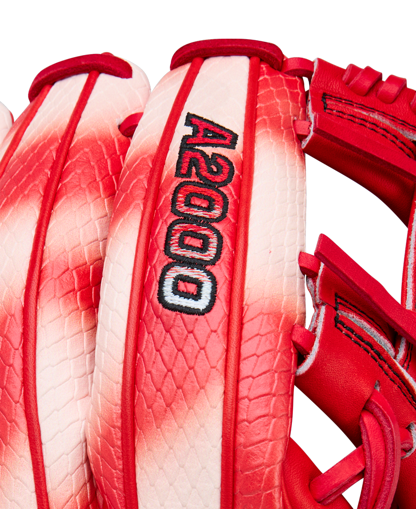 A close-up of the Wilson A2000 ZN9 11.75" Zach Neto GM Baseball Glove (WBW1041341175), highlighting the premium quality and signature design of this Wilson glove.