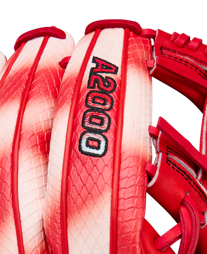 A close-up of the Wilson A2000 ZN9 11.75" Zach Neto GM Baseball Glove (WBW1041341175), highlighting the premium quality and signature design of this Wilson glove.