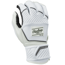 The Rawlings Workhorse OKC Women's Batting Gloves (WHOKCCFPBG) feature a Velcro compression strap, black accents, and the Rawlings logo along with “WORKHORSE 2.0 C” text on the wrist area.