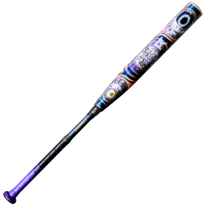 The 2027 Louisville Slugger Kryo2 Empress (-10) Fastpitch Softball Bat: WL2700401 showcases vibrant barrel designs, a purple grip, and a GO-EX+ Barrel System, shown on a white background.