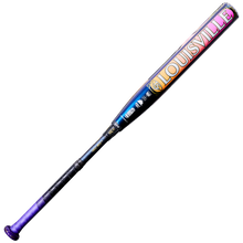 The 2027 Louisville Slugger Kryo2 Empress (-10) Fastpitch Softball Bat: WL2700401 features bold LOUISVILLE branding, a blue-yellow-orange-pink gradient barrel, purple handle, and advanced GO-EX+ Barrel System.