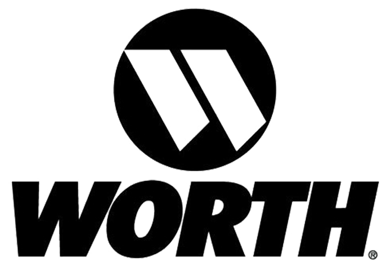 Black logo featuring a stylized W inside a circle above the bold, uppercase word WORTH on a white background.
