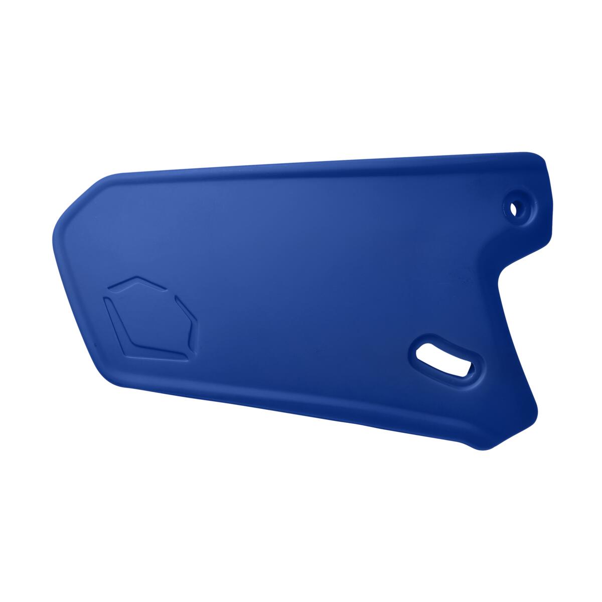 The EvoShield XVT Matte Batting Helmet Face Shield (Jaw Guard) WTV7305 is a blue plastic guard with holes, designed by EvoShield to enhance facial protection during batting.