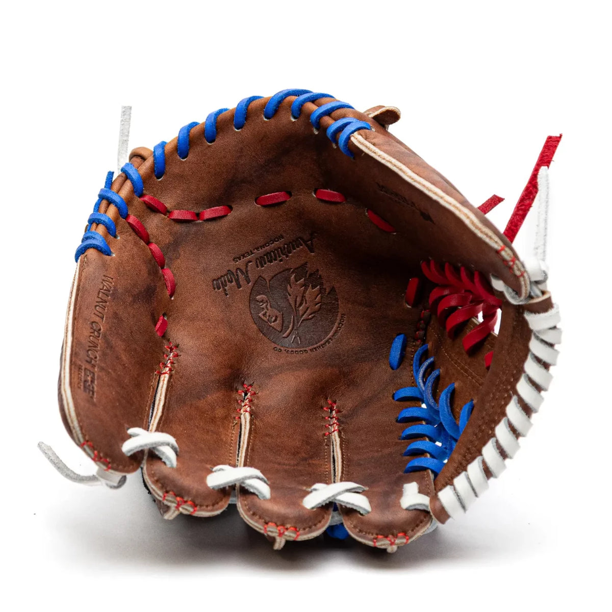 Nokona Walnut EP 12″ Baseball Glove: W-EP1200POP in Brown Walnut Crunch leather with red, white, and blue lacing.