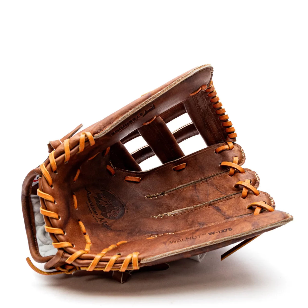Nokona Walnut EP 12.75″ Baseball Glove: W-EP1275, a handcrafted brown leather baseball glove with tan lacing.