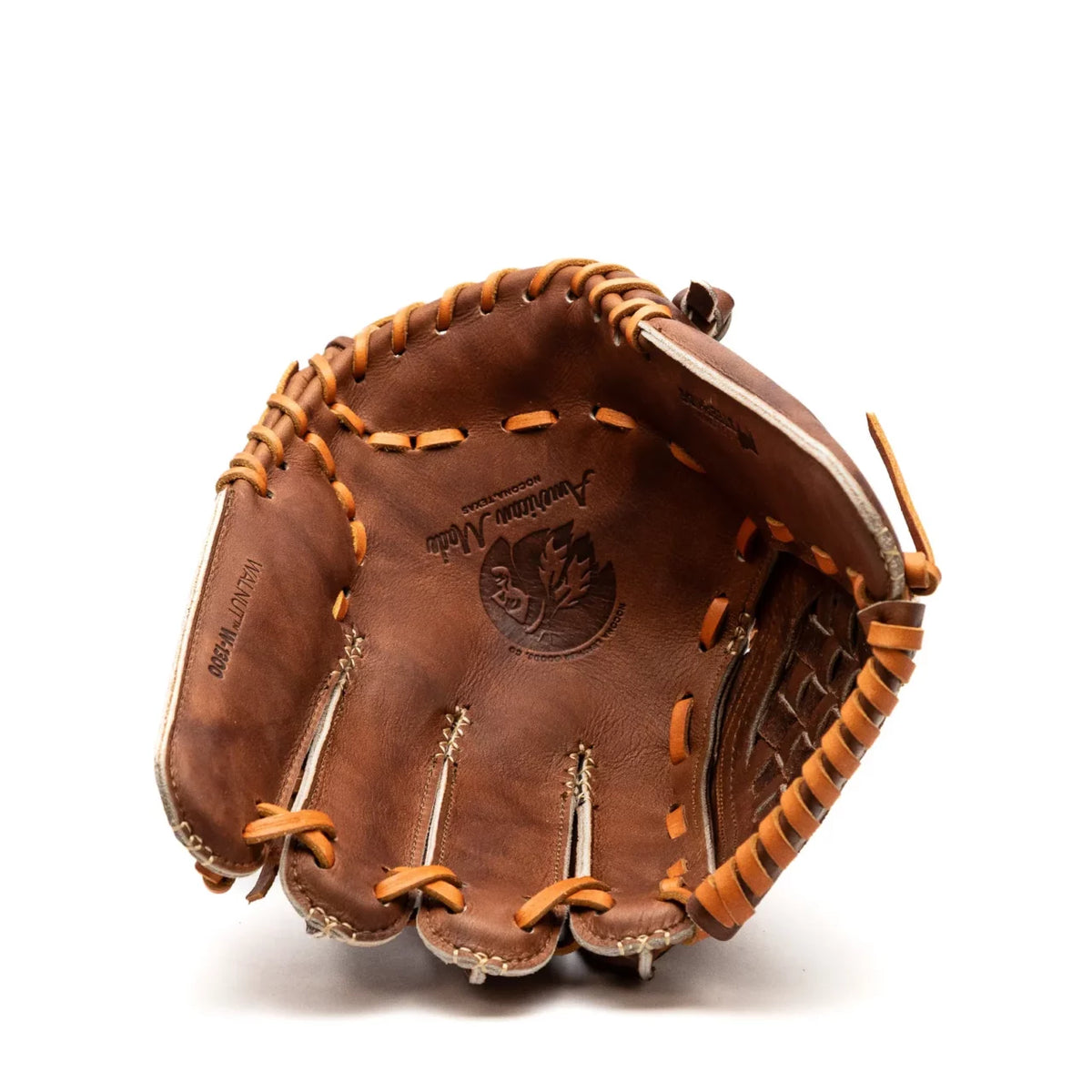 Nokona Walnut EP 13″ Baseball Glove: W-EP1300C in Walnut Crunch leather with tan lacing and a circular logo stamp in the palm.