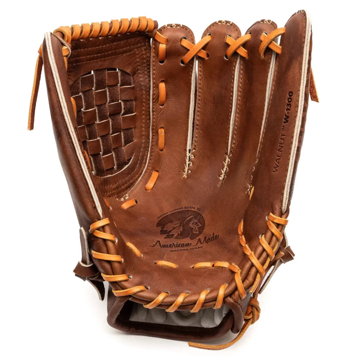 Nokona Walnut EP 13″ Baseball Glove: W-EP1300C in Brown Walnut Crunch leather featuring a woven web and tan lacing.