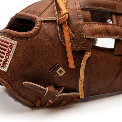 A brown Nokona Walnut EP 13″ Baseball Glove: W-EP1300H with tan lacing, a 13″ H-web design, and a rectangular logo patch.