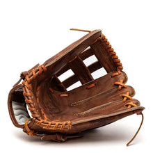 Brown leather Nokona Walnut EP 13″ Baseball Glove: W-EP1300H with a webbed pocket and orange lacing.