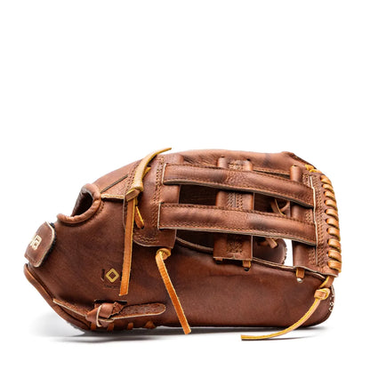 Nokona Walnut EP 13″ Fastpitch Glove featuring a 13″ H-web design and rawhide lacing.