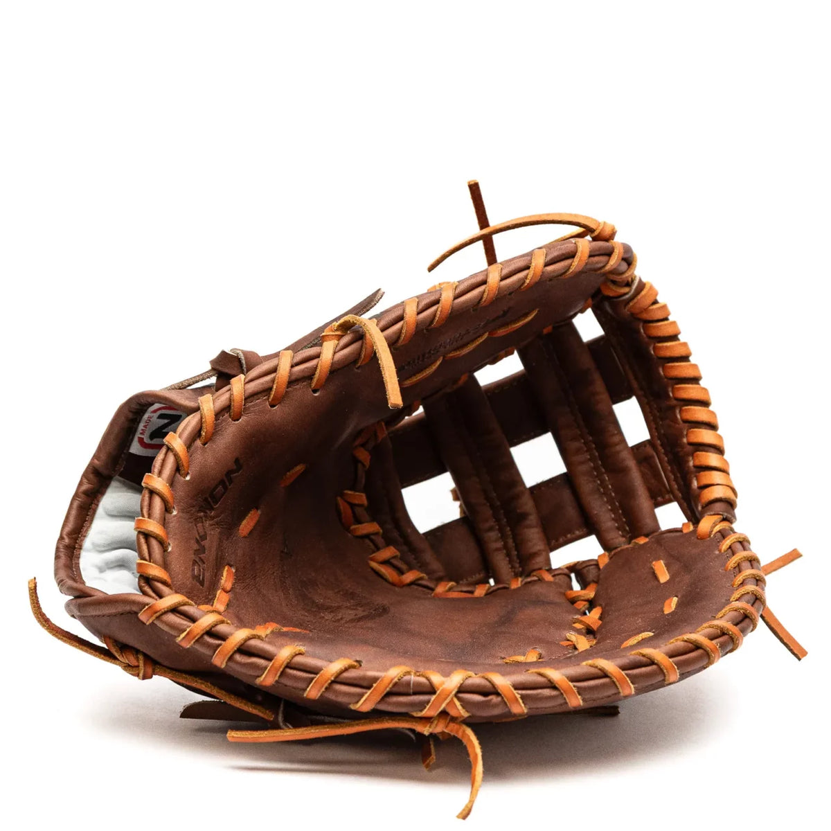 Nokona Walnut EP 13″ First Base Mitt: W-EPN70 in Walnut Crunch leather, brown with light tan lacing.
