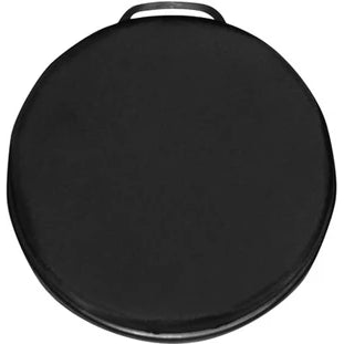 Black circular Markwort Spin Seat For Ball Buckets: BBSPINB with a small handle on the rim.