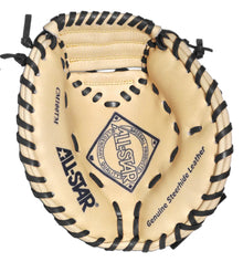The All Star POCKET 27" Training Mitt (CM100TM) features tan and black leather, visible stitching, and "Genuine Steerhide Leather" labeled on the palm—ideal for sharpening your catching skills.