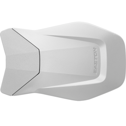 The Easton Multi-Adjust Jaw Guard (MULTIADJG) is a white helmet with a sleek logo and an integrated jaw guard for enhanced protection.
