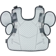 The All Star Internal Shell Umpire Chest Protector: CPU26 features light gray, padded protection with HDPE plates, cushioned side pads, adjustable straps, a dotted pattern, and a DeltaFlex harness for comfort.