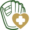 Baseball and Softball Glove care and break in icon with a glove and heart next to it