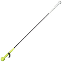 The Easton Training Hit Stick (6011128) by Easton is a long, black plastic device with a white handle and a yellow, ball-shaped scoop designed for training and practice.