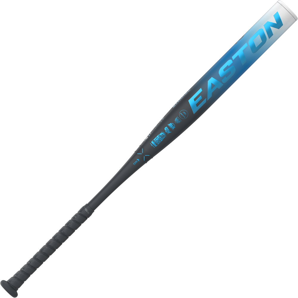 2025 Easton Ghost OG Fastpitch Softball Bat with blue and grey colorway and branding details on a white background