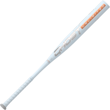 The 2025 Easton Ghost Unlimited (-10) Fastpitch Softball Bat (EFP5GHUL10) features “GHOST UNLIMITED” in silver and orange on its white barrel with a sleek white grip, making it an ideal choice for players seeking top performance.