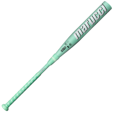 A 2025 Marucci ASURA (-11) Fastpitch Softball Bat (MFPAS11) in mint green, featuring a textured grip and EVolve composite construction, with "Marucci" printed boldly on the barrel, displayed on a plain white background.