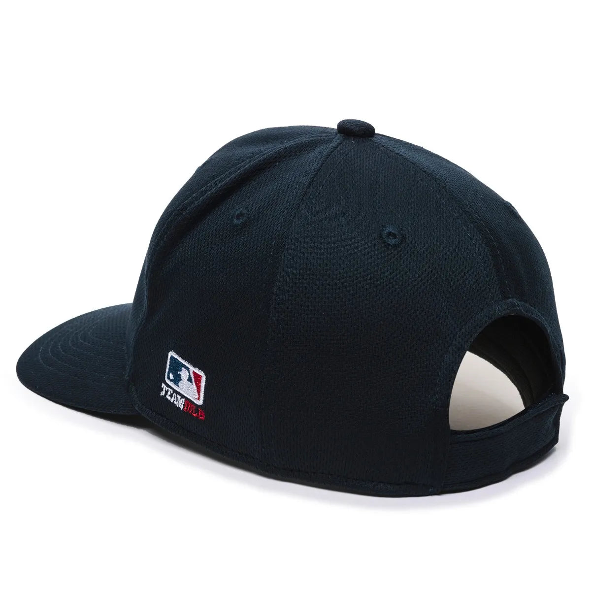 The Markwort Outdoor Cap MLB Replica Adjustable Home Baseball Hat (MLB350H) is a black cap viewed from the back, featuring a small 3D MLB logo and "TEAM MLB" embroidered above its adjustable opening.