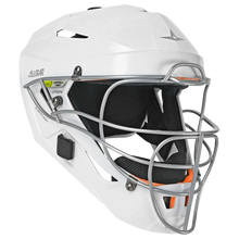 All Star PHX Paige Halstead MVP Pro Lite Hockey Style Catcher’s Helmet: MVP-5-PHX-LT in white, featuring a silver metal face guard, black interior padding, and SOFTBALL ONLY and VISION labels on the side—perfect for serious fastpitch players seeking an MVP-PHX Lite catching helmet inspired by Paige Halstead.