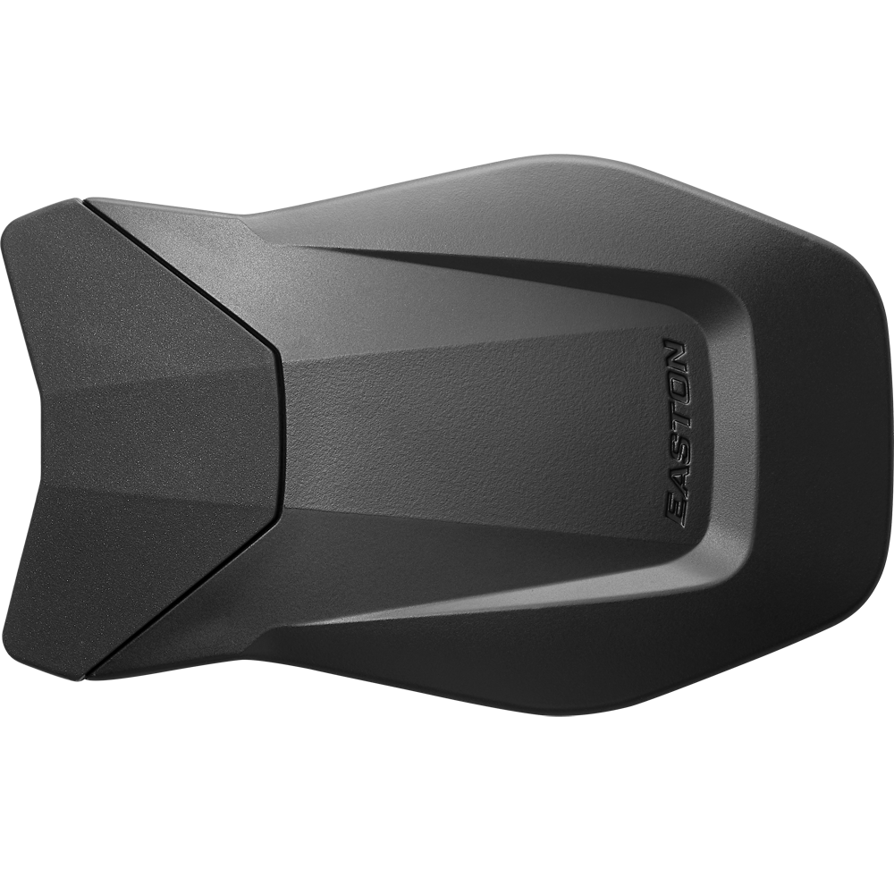 The Easton Multi-Adjust Jaw Guard (MULTIADJG) is a black plastic accessory with angular edges and EASTON embossed on it, designed for use with Easton batting helmets and shown here on a plain white background.