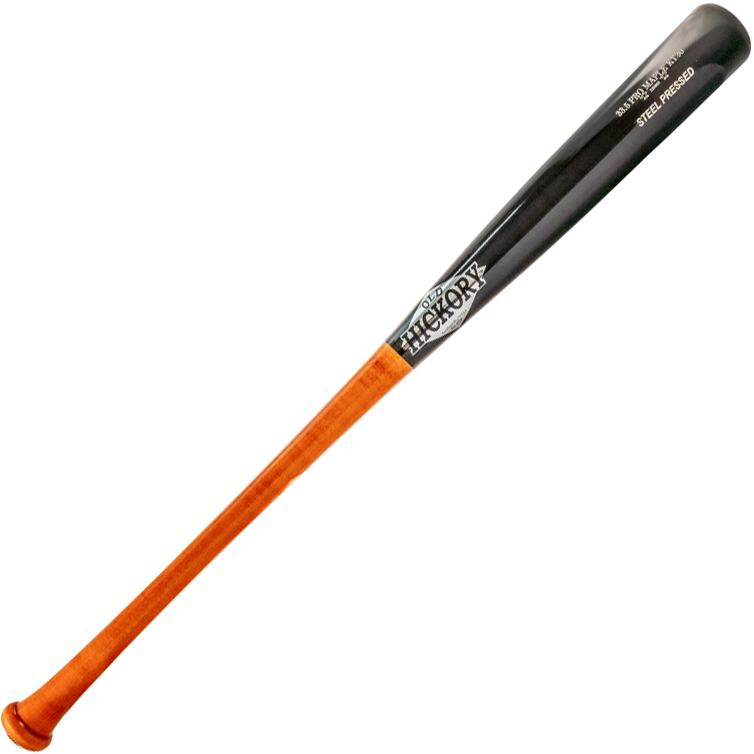 The Old Hickory Kyle Tucker KT30 Steel Pressed Maple Wood Bat features a natural wood handle, black barrel, and brand logo near the top. Its balanced design ensures excellent control and performance at the plate.