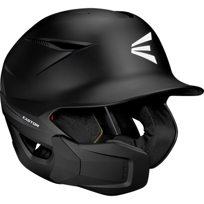 The Easton Multi-Adjust Jaw Guard (MULTIADJG) offers a sleek black design with a white logo, delivering reliable protection on the field.