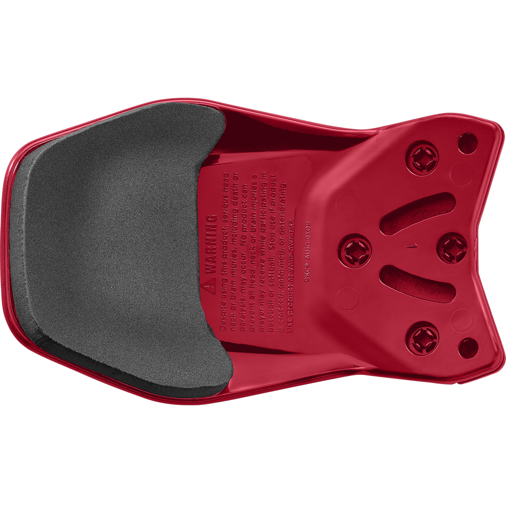The Easton Multi-Adjust Jaw Guard (MULTIADJG) is a red and black plastic jaw guard compatible with Easton batting helmets.