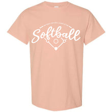The NSA Vintage Short Sleeve Shirt by DSG Apparel features pink fabric and bold white text—an ideal pick for National Softball Association fans.