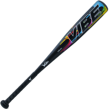 The 2024 Victus Vibe JBB (-10) 2 3/4" USSSA Baseball Bat by Victus features a black design, vibrant VIBE logo on the barrel, USSSA certification, one-piece aluminum construction, textured grip, and sleek style.