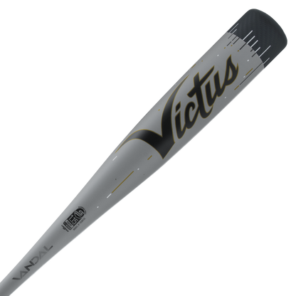 A close-up of the 2024 Victus Vandal Lev3 (-5) 2 3/4" USSSA Baseball Bat: VSBV35-DM (USED), a high-performance bat for Senior League players by Victus.