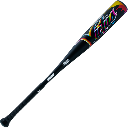 The 2024 Victus Vibe (-5) 2 3/4" USSSA Baseball Bat (VSBVIB5) is a black one-piece aluminum bat with a textured grip, bold "Victus" branding near the barrel, extra logos, a glossy finish, and a USSSA certified stamp.
