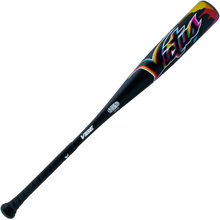 The 2024 Victus Vibe (-8) USSSA Baseball Bat features a black one-piece aluminum design, textured grip, colorful "Victus" graffiti-style lettering, a vibration-reducing knob, "VIBE" in white text, and USSSA certification.