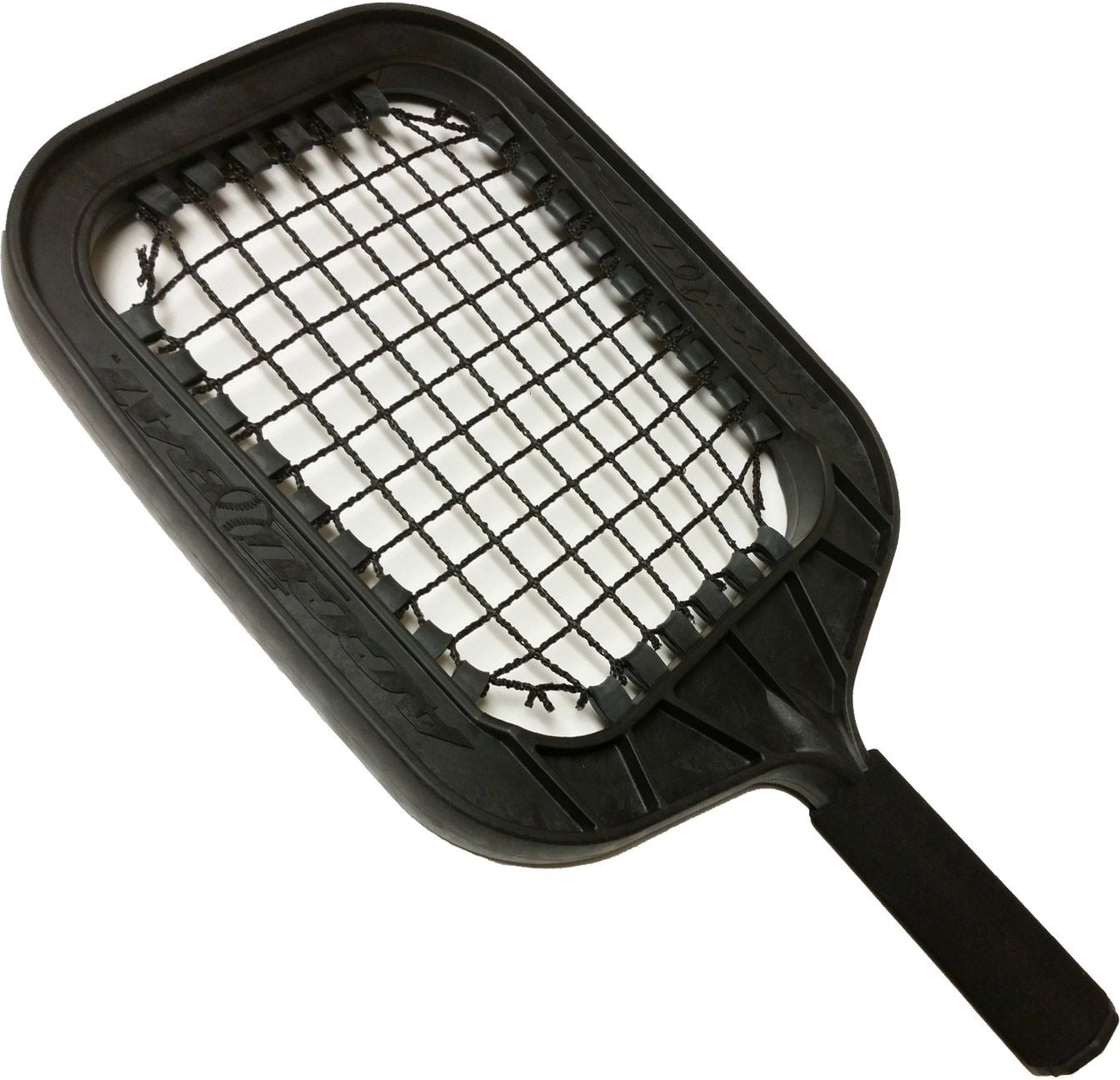 A black rectangular bug zapper racket with a wire grid and solid handle, designed to kill insects on contact; its shape resembles the Markwort Accubat Pro One Handed Coaches Tool (100101), a baseball training aid.