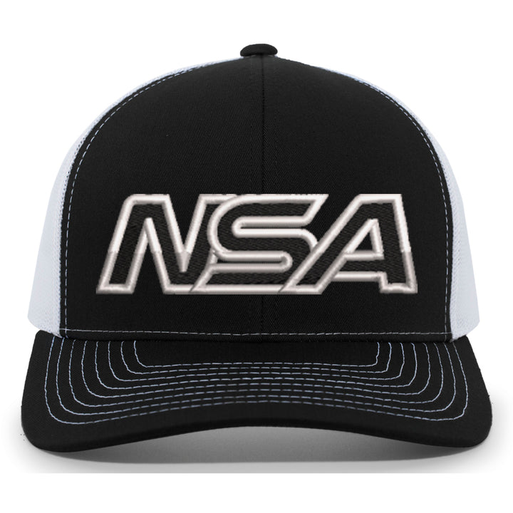 NSA Outline Series Black Snapback Hat: 104-BKWH