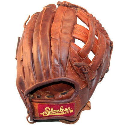 A used Shoeless Joe 11.5" Baseball Glove (1150HW) by Shoeless Joe featuring a brown leather finish, visible stitching, lower front patch, open web design, and infield fit.