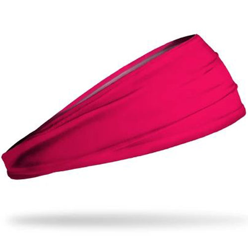 The Junk Hot Pink Headband by Junk is a bright pink, wide athletic headband made from smooth, lightweight, moisture-wicking t-shirt fabric—ideal for sports or casual wear. Displayed against a white background.
