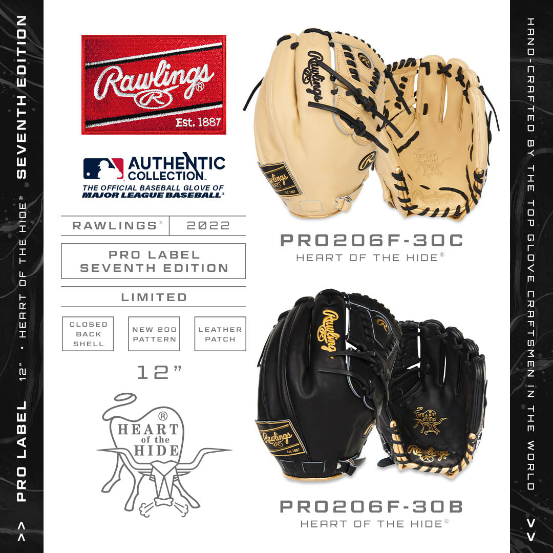 Rawlings Pro Label Heart of the Hide 12" Baseball Glove: PRO206F-30B – Diamond Sport Gear Rawlings PRO Label Baseball Glove Limited Edition RPRO206F-30B Left Hand Throw