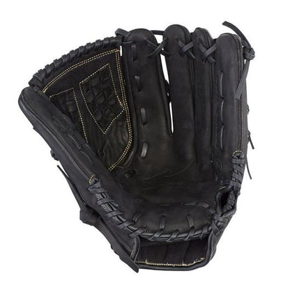 A Mizuno MVP Prime 12.5" Fastpitch Glove (GMVP1250PF3) made from Bio Soft Leather, with visible stitching and an open web, is shown palm-up against a white background.