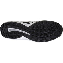 The image shows the black rubber outsole of Mizuno Ambition 2 All Surface Low Men's Turf Shoes, featuring a textured tread for traction and a small Mizuno logo near the center.