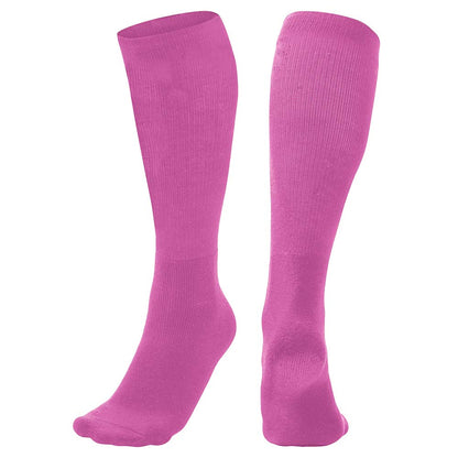 A pair of Champro Sports Multi-Sport Socks: AS2 in hot pink, shown upright against a white background with one sock displaying the front and the other showing the back.