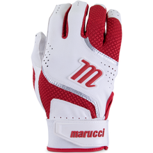 A close-up of the Marucci Code Adult Batting Gloves (MBGCD2) showcases their textured design and comfort, making them ideal for enhanced grip during any sporting activity.