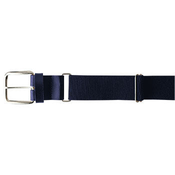 The Champro Sports MVP Baseball/Softball Belt (A062) by Champro Sports features an adjustable navy blue 18-gauge strap with a silver metal buckle, displayed on a white background.