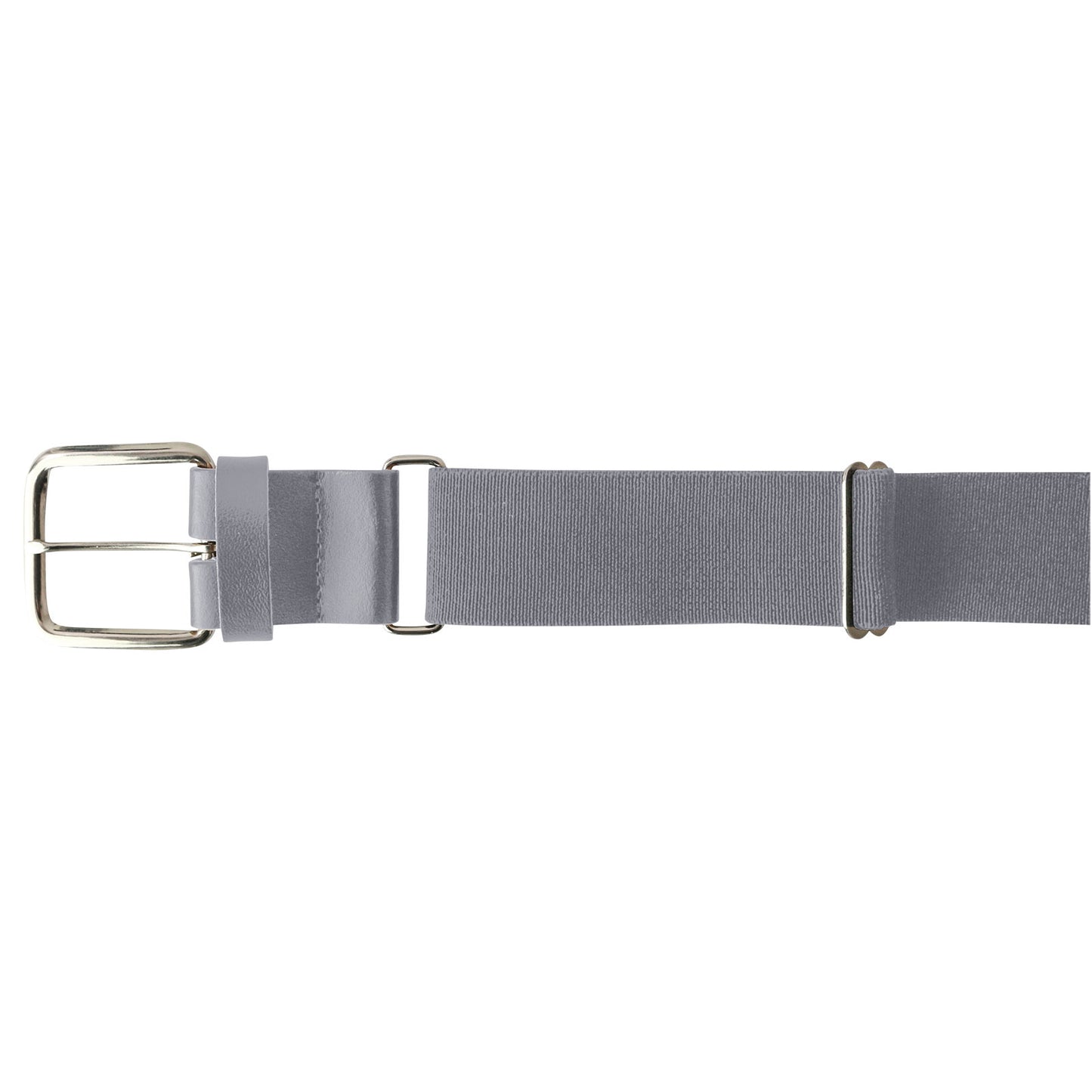 The Champro Sports MVP Baseball/Softball Belt (A062) by Champro Sports is a gray 18-gauge adjustable belt with a silver rectangular buckle and adjustable slider, displayed on a white background.