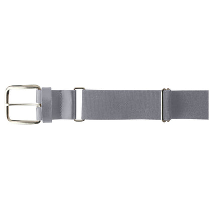 The Champro Sports MVP Baseball/Softball Belt (A062) by Champro Sports is a gray 18-gauge adjustable belt with a silver rectangular buckle and adjustable slider, displayed on a white background.