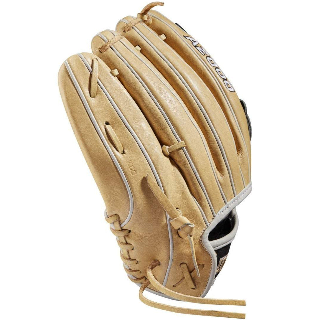 The Wilson A2000 P12 12" Fastpitch Glove (WBW10043912), crafted with Pro Stock leather, sits on a white background.