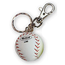 The Markwort Baseball Keychain: MIL96W features a small, realistic synthetic leather baseball with red stitching, attached to a metal split ring and lobster clasp. Brand: Markwort.